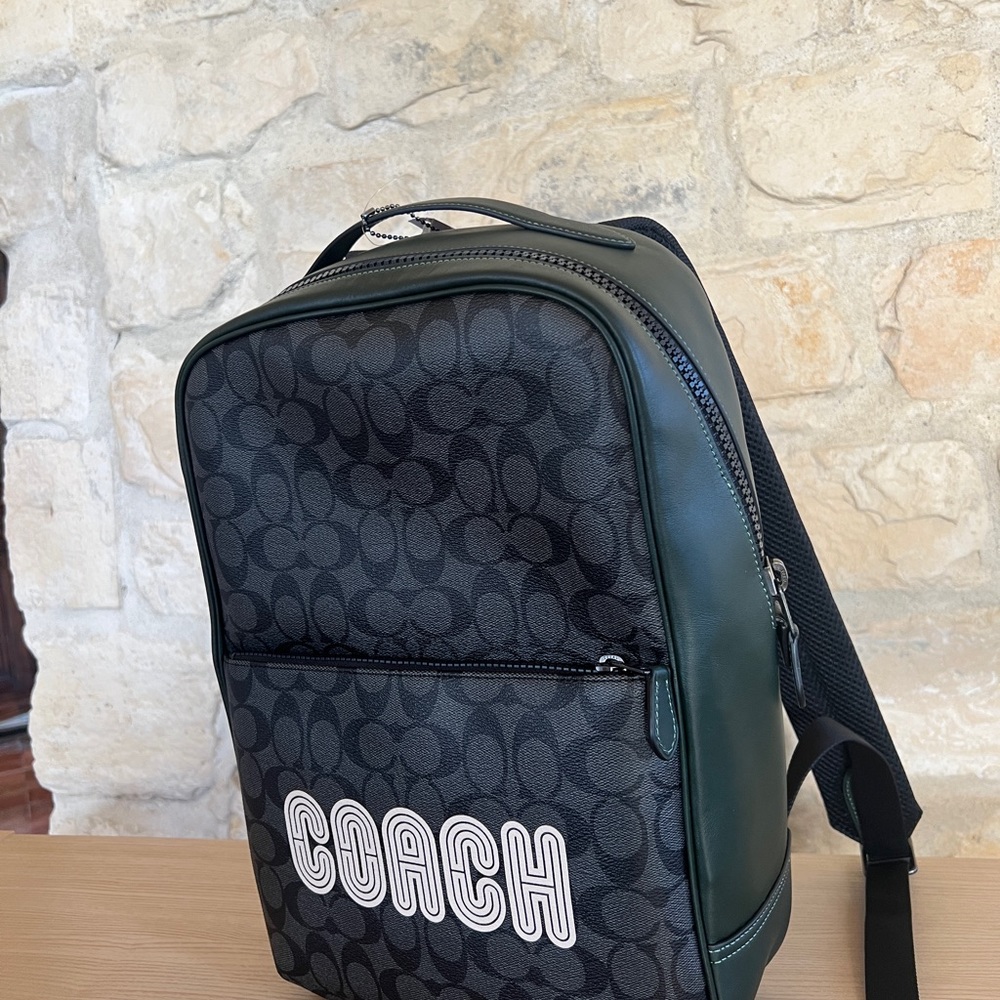 Coach Westway Signature Coach backpack NWT Authentic Amazon green - Picture 8 of 10